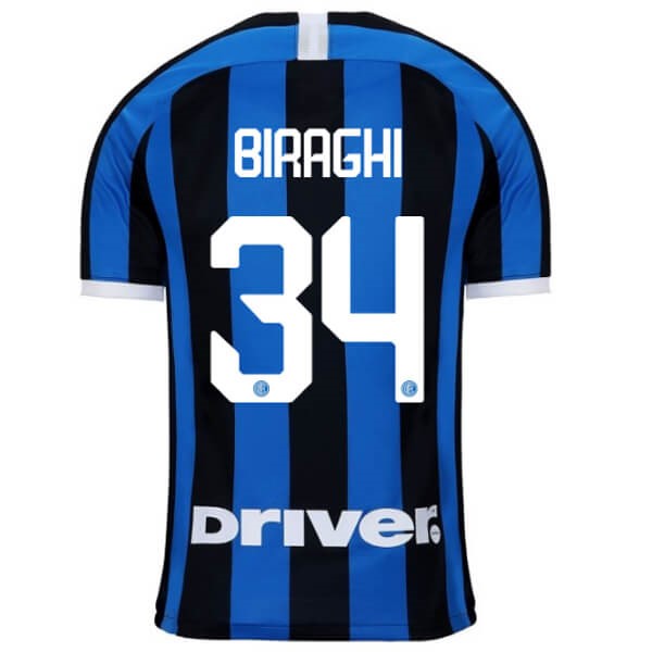 Maillot Football Inter Milan NO.34 Biraghi Domicile 2019-20 Bleu